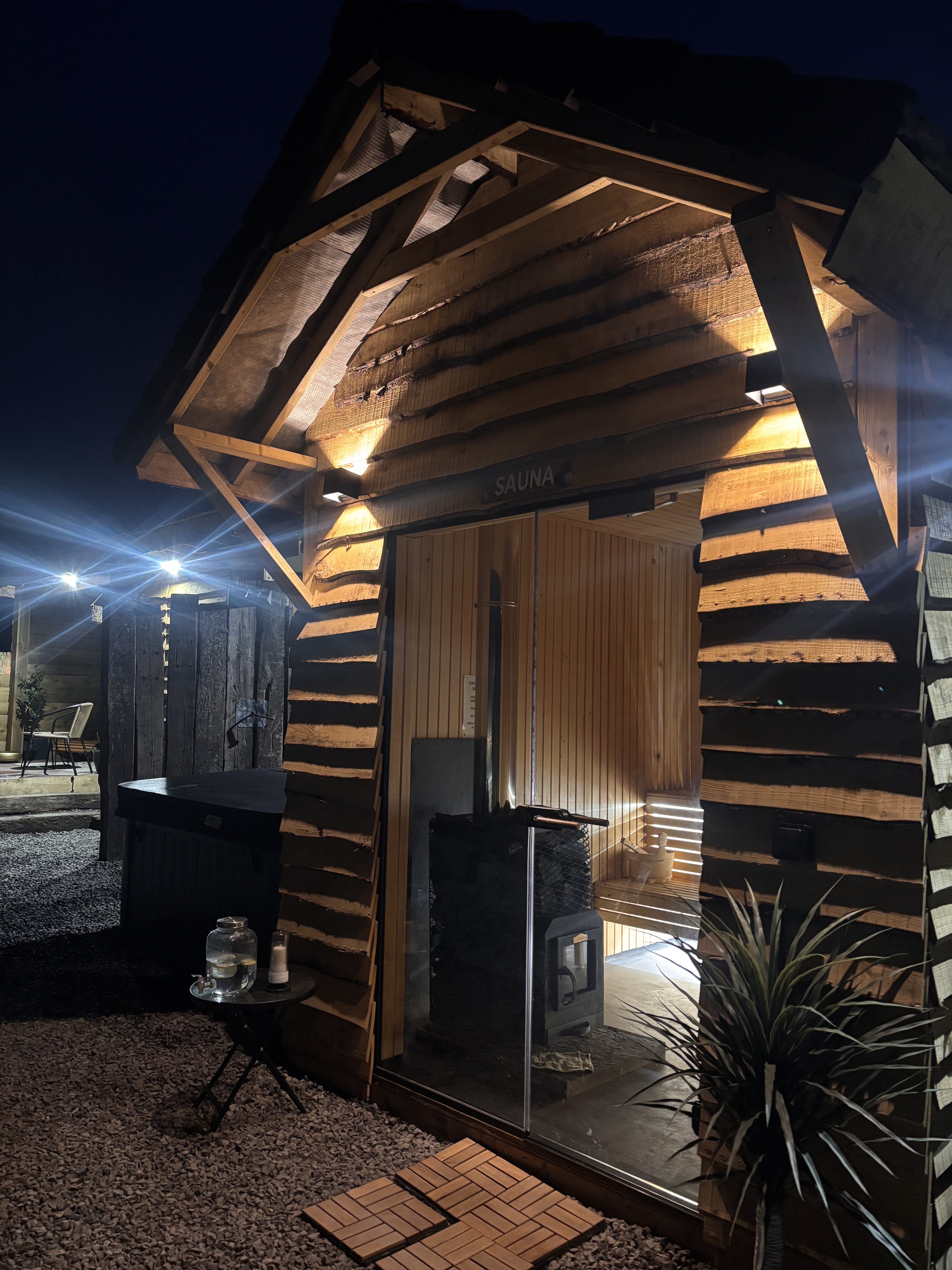 The sauna after dark